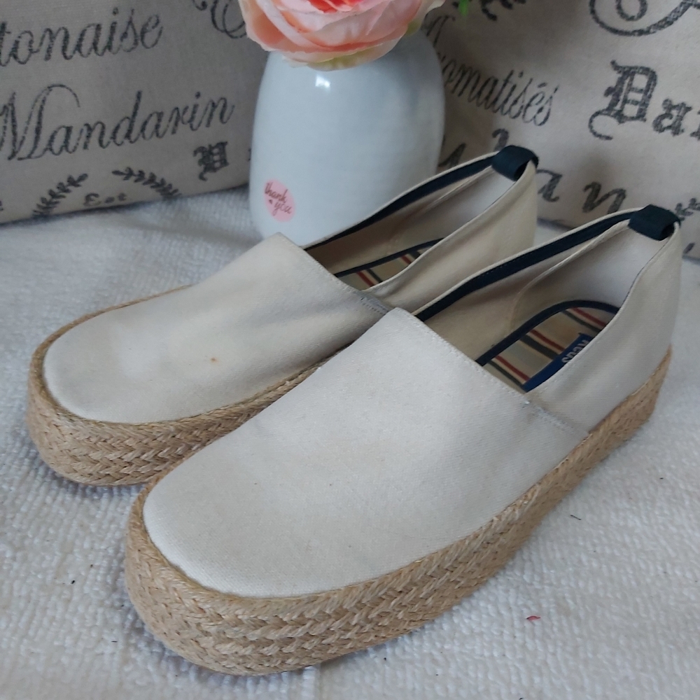 Y2K Keds beige canvas platform espadrilles loafers slip on shoes - Picture 4 of 15
